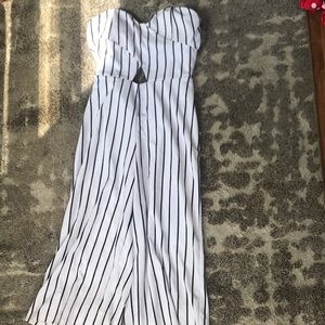 J for Justify white pinstripes jumpsuit